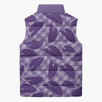 Purple Hawaii Kalo Palaka Motifs Sleeveless Puffer Jacket Hawaiian Taro Leaves Elegant Vibes LT14 - Polynesian Pride