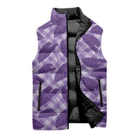 Purple Hawaii Kalo Palaka Motifs Sleeveless Puffer Jacket Hawaiian Taro Leaves Elegant Vibes LT14 - Polynesian Pride
