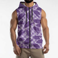 Purple Hawaii Kalo Palaka Motifs Sleeveless Zip Hoodie Hawaiian Taro Leaves Elegant Vibes LT14 - Polynesian Pride