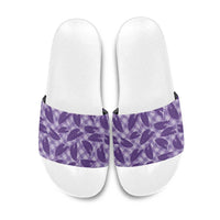 Purple Hawaii Kalo Palaka Motifs Slide Sandals Hawaiian Taro Leaves Elegant Vibes LT14 Purple - Polynesian Pride