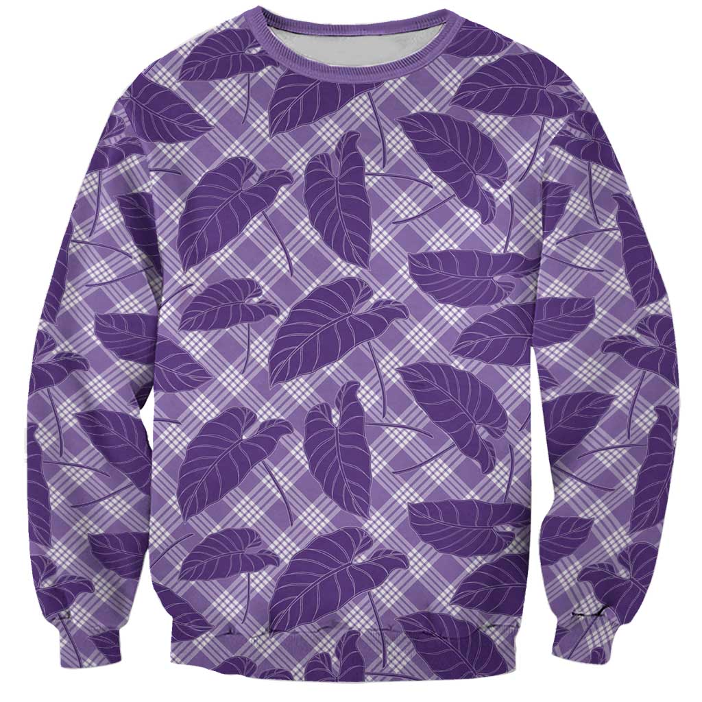 Purple Hawaii Kalo Palaka Motifs Sweatshirt Hawaiian Taro Leaves Elegant Vibes LT14 Unisex Purple - Polynesian Pride