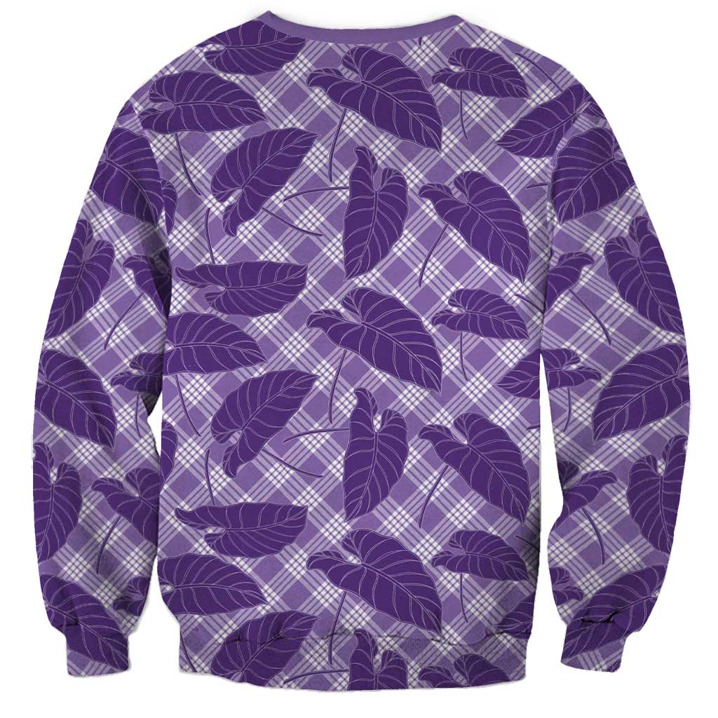 Purple Hawaii Kalo Palaka Motifs Sweatshirt Hawaiian Taro Leaves Elegant Vibes LT14 - Polynesian Pride