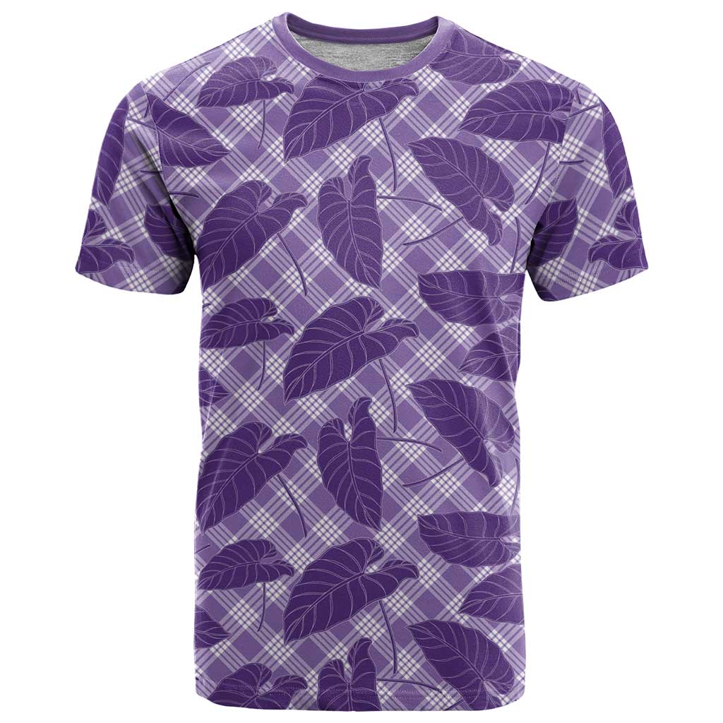 Purple Hawaii Kalo Palaka Motifs T Shirt Hawaiian Taro Leaves Elegant Vibes LT14 Purple - Polynesian Pride
