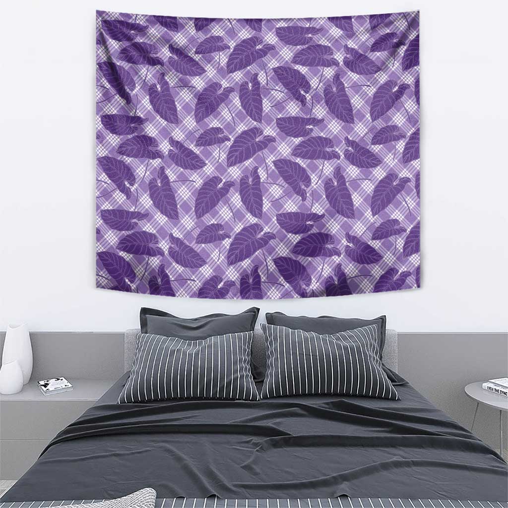 Purple Hawaii Kalo Palaka Motifs Tapestry Hawaiian Taro Leaves Elegant Vibes LT14 - Polynesian Pride