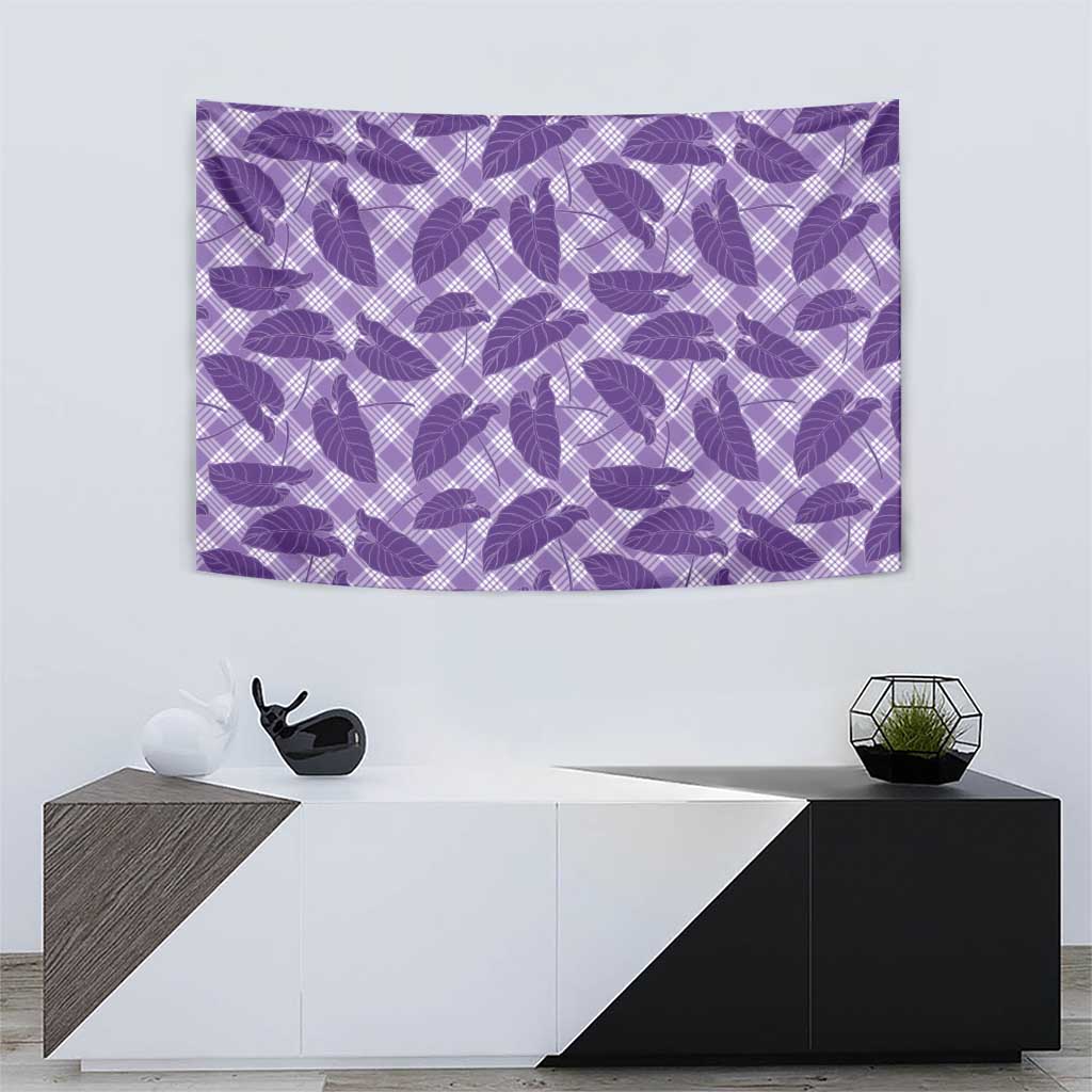 Purple Hawaii Kalo Palaka Motifs Tapestry Hawaiian Taro Leaves Elegant Vibes LT14 - Polynesian Pride