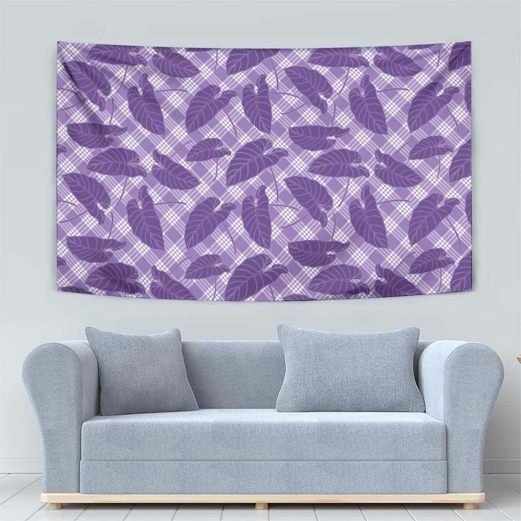 Purple Hawaii Kalo Palaka Motifs Tapestry Hawaiian Taro Leaves Elegant Vibes LT14 - Polynesian Pride