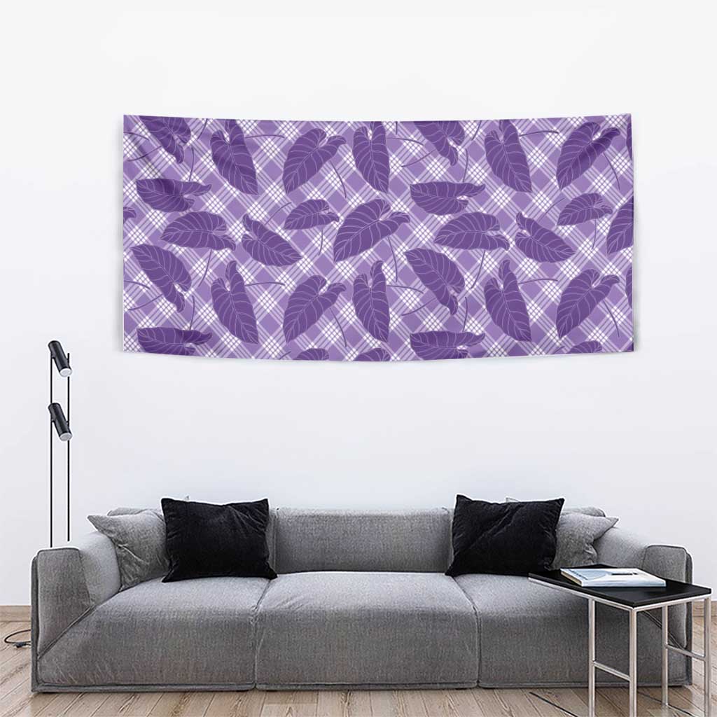 Purple Hawaii Kalo Palaka Motifs Tapestry Hawaiian Taro Leaves Elegant Vibes LT14 - Polynesian Pride