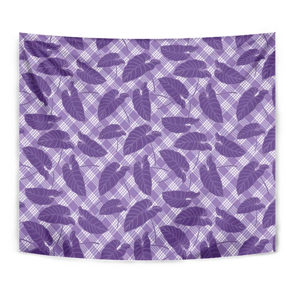 Purple Hawaii Kalo Palaka Motifs Tapestry Hawaiian Taro Leaves Elegant Vibes LT14 - Polynesian Pride