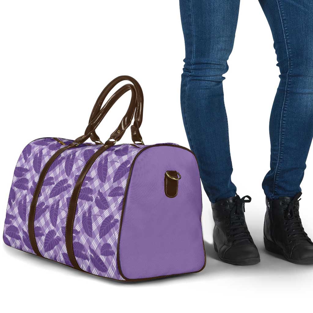 Purple Hawaii Kalo Palaka Motifs Travel Bag Hawaiian Taro Leaves Elegant Vibes LT14 - Polynesian Pride