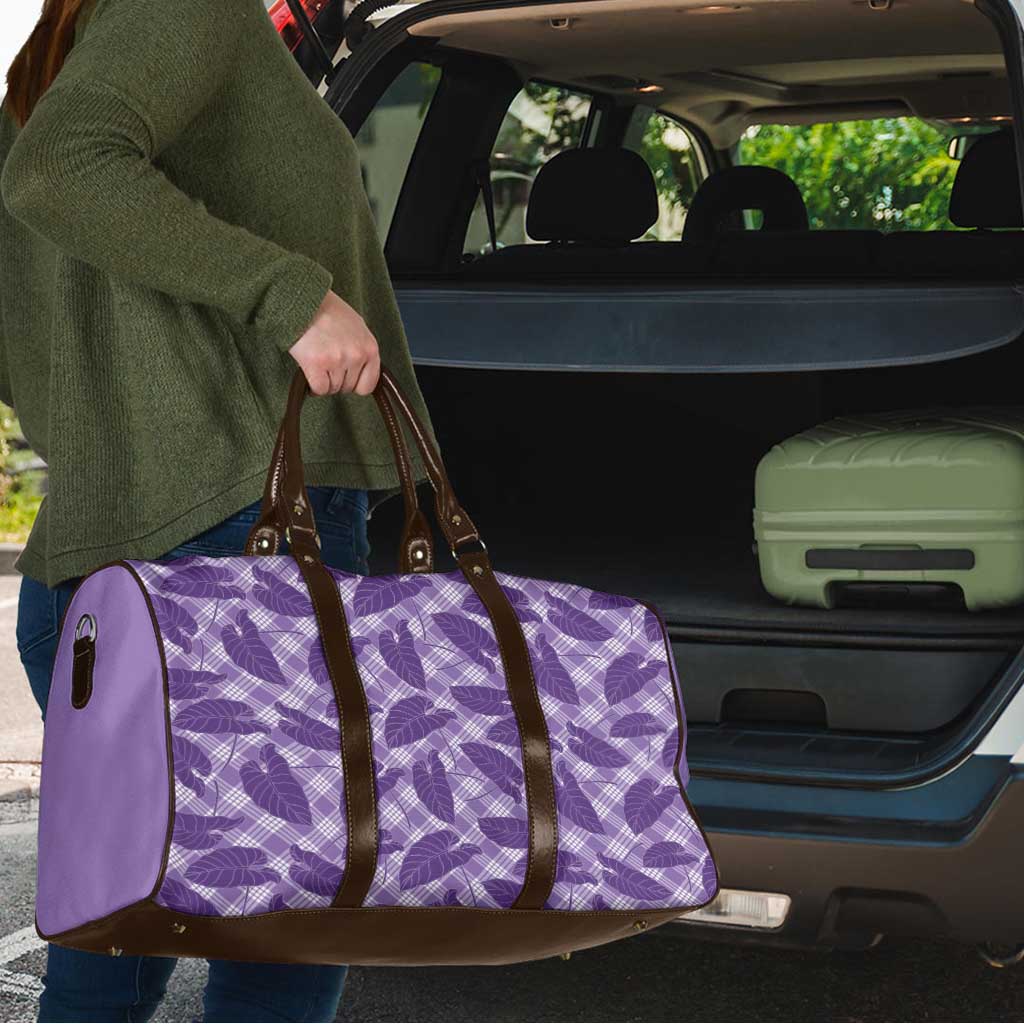 Purple Hawaii Kalo Palaka Motifs Travel Bag Hawaiian Taro Leaves Elegant Vibes LT14 - Polynesian Pride