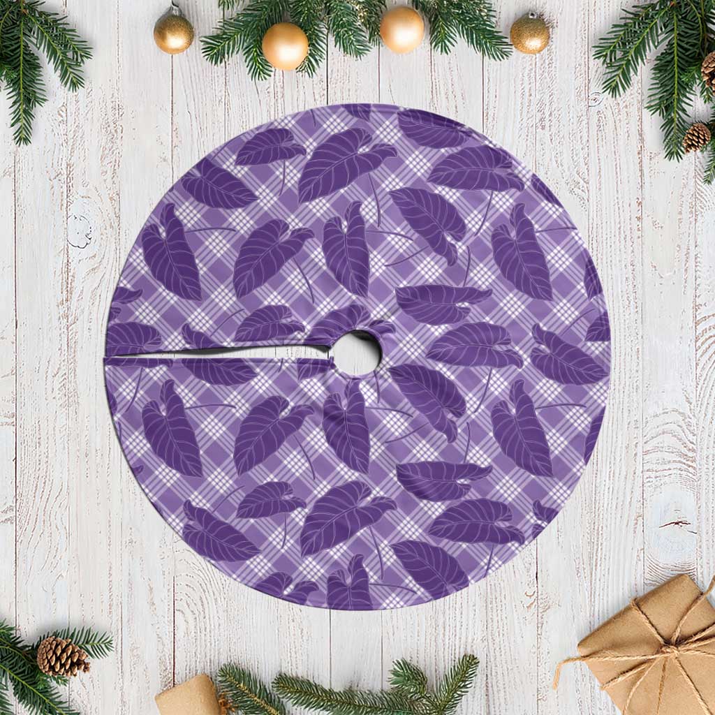 Purple Hawaii Kalo Palaka Motifs Tree Skirt Hawaiian Taro Leaves Elegant Vibes LT14 Casual Purple - Polynesian Pride