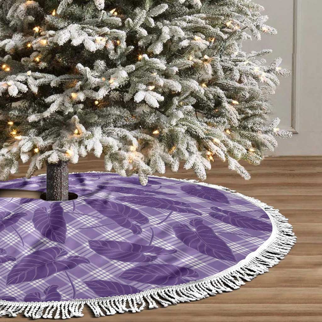 Purple Hawaii Kalo Palaka Motifs Tree Skirt Hawaiian Taro Leaves Elegant Vibes LT14 - Polynesian Pride
