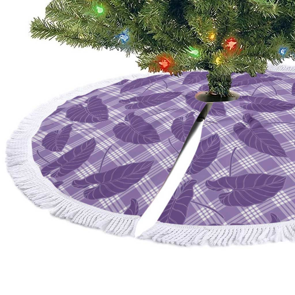Purple Hawaii Kalo Palaka Motifs Tree Skirt Hawaiian Taro Leaves Elegant Vibes LT14 - Polynesian Pride