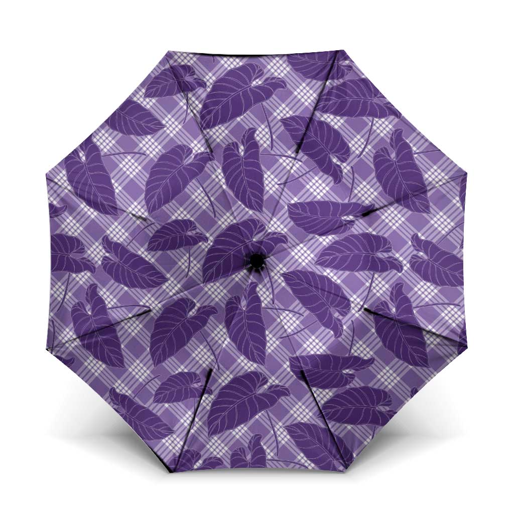 Purple Hawaii Kalo Palaka Motifs Umbrella Hawaiian Taro Leaves Elegant Vibes LT14 One Size Folded 11.42 inch Opened Diameter 37.4 inch Purple - Polynesian Pride