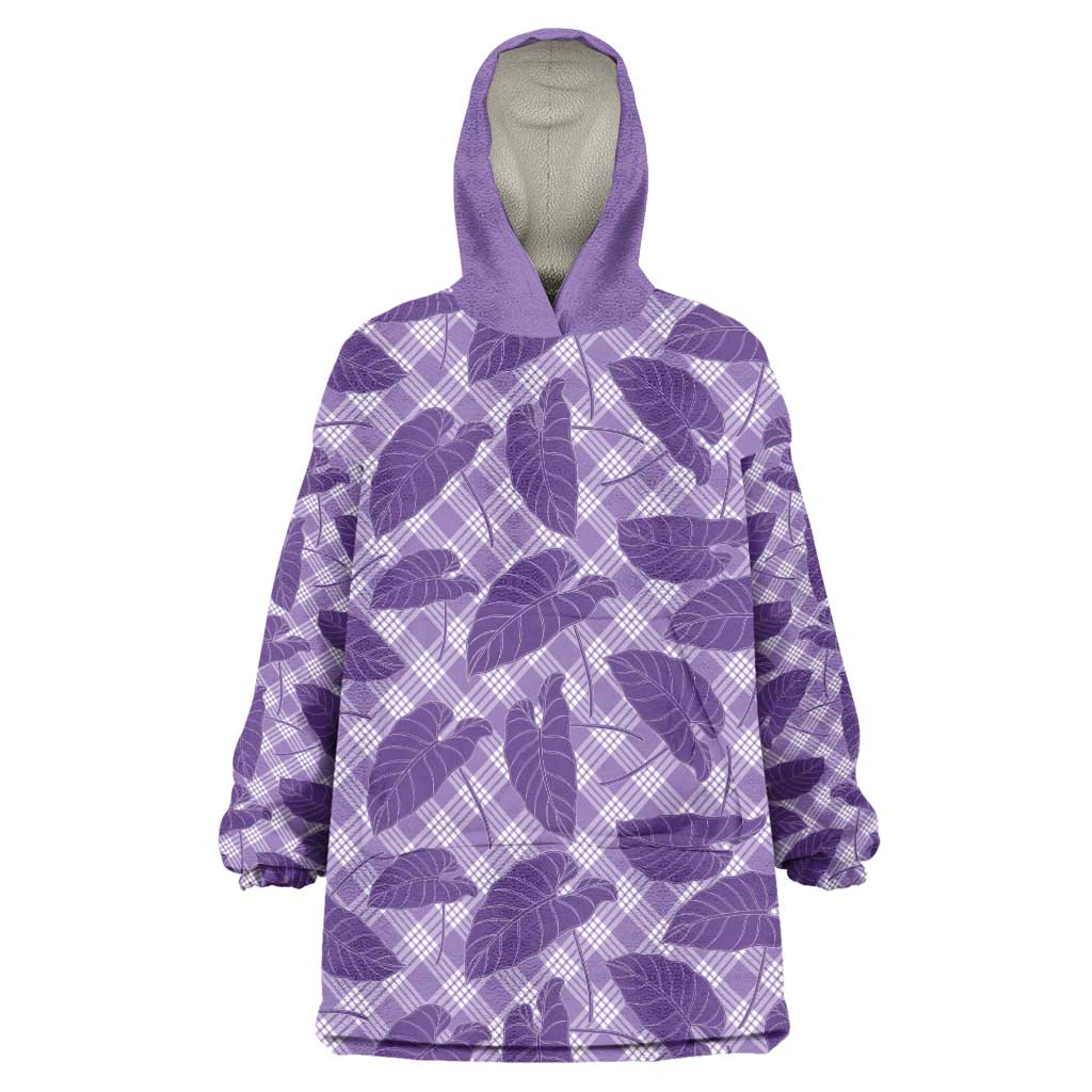 Purple Hawaii Kalo Palaka Motifs Wearable Blanket Hoodie Hawaiian Taro Leaves Elegant Vibes LT14 One Size Purple - Polynesian Pride