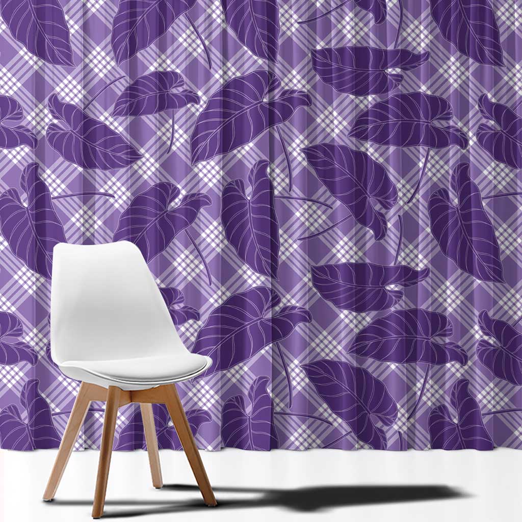 Purple Hawaii Kalo Palaka Motifs Window Curtain Hawaiian Taro Leaves Elegant Vibes LT14 - Polynesian Pride