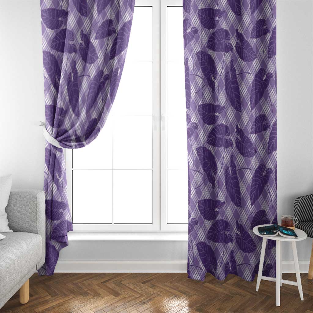 Purple Hawaii Kalo Palaka Motifs Window Curtain Hawaiian Taro Leaves Elegant Vibes LT14 - Polynesian Pride