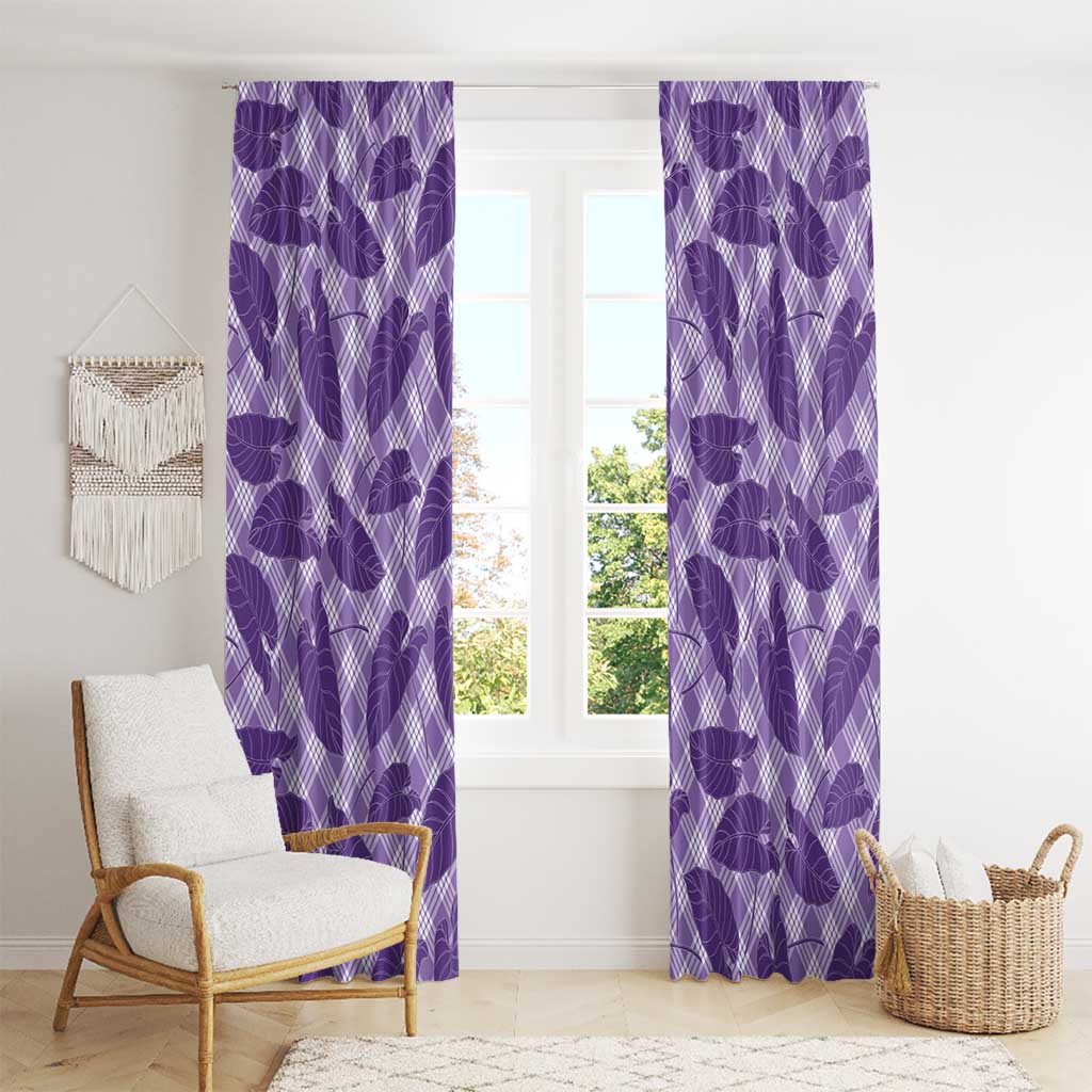 Purple Hawaii Kalo Palaka Motifs Window Curtain Hawaiian Taro Leaves Elegant Vibes LT14 - Polynesian Pride