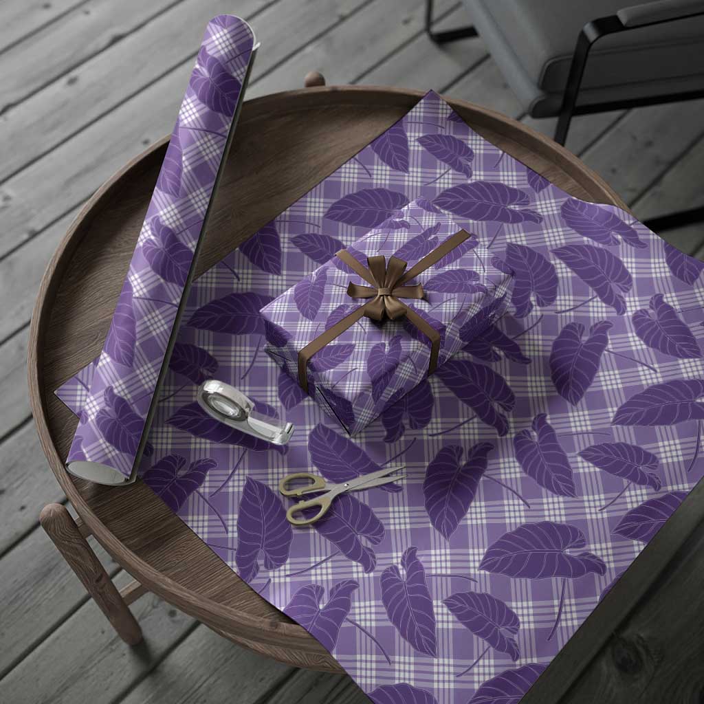 Purple Hawaii Kalo Palaka Motifs Wrapping Paper Hawaiian Taro Leaves Elegant Vibes LT14 - Polynesian Pride