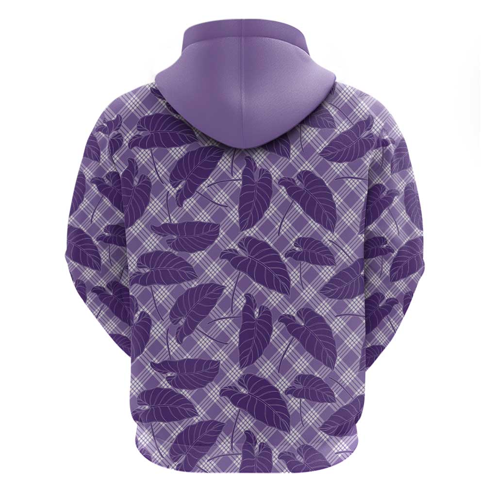 Purple Hawaii Kalo Palaka Motifs Zip Hoodie Hawaiian Taro Leaves Elegant Vibes LT14 - Polynesian Pride