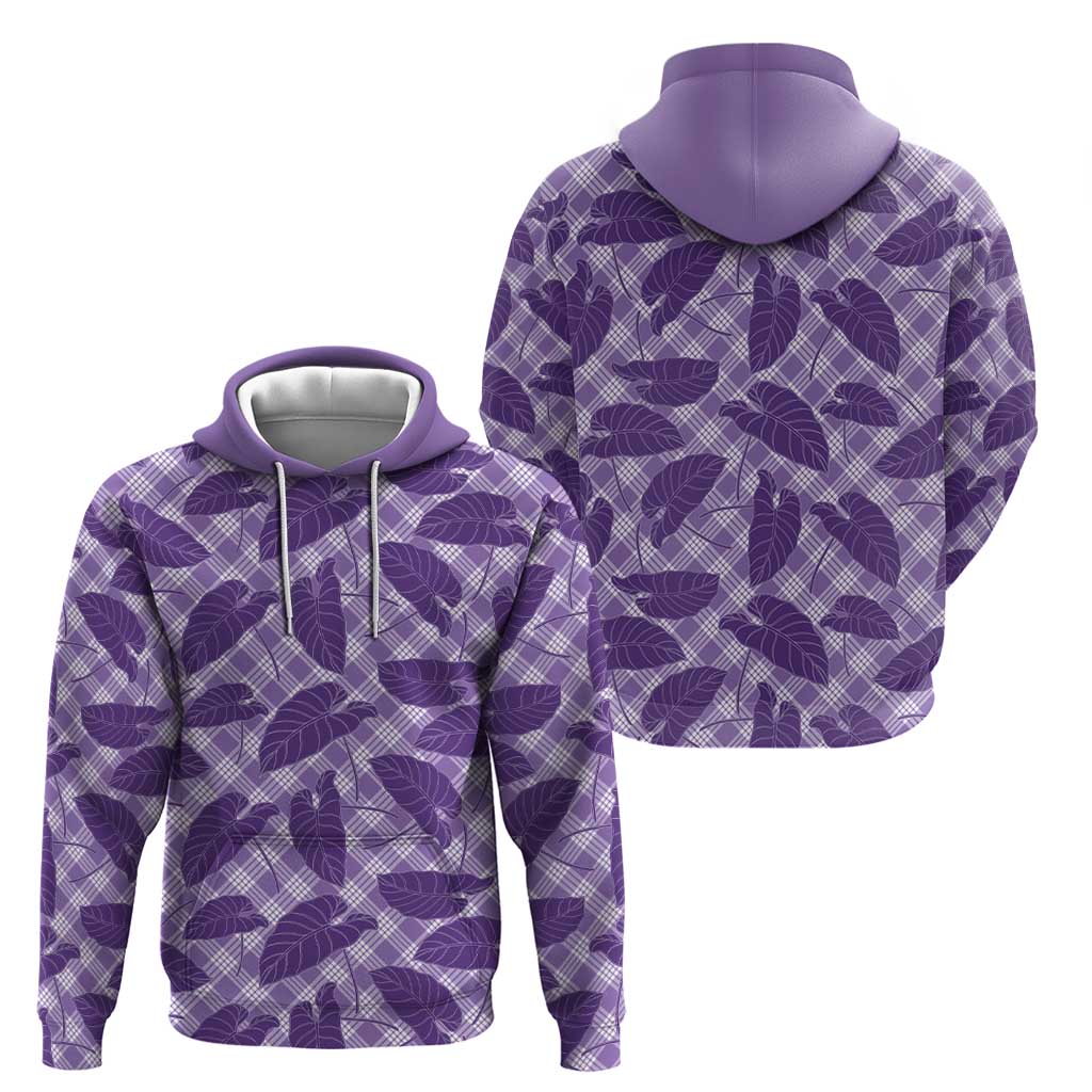 Purple Hawaii Kalo Palaka Motifs Zip Hoodie Hawaiian Taro Leaves Elegant Vibes LT14 - Polynesian Pride