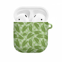 Green Hawaii Kalo Palaka Motifs AirPods Case Hawaiian Taro Leaves Elegant Vibes LT14 Green - Polynesian Pride
