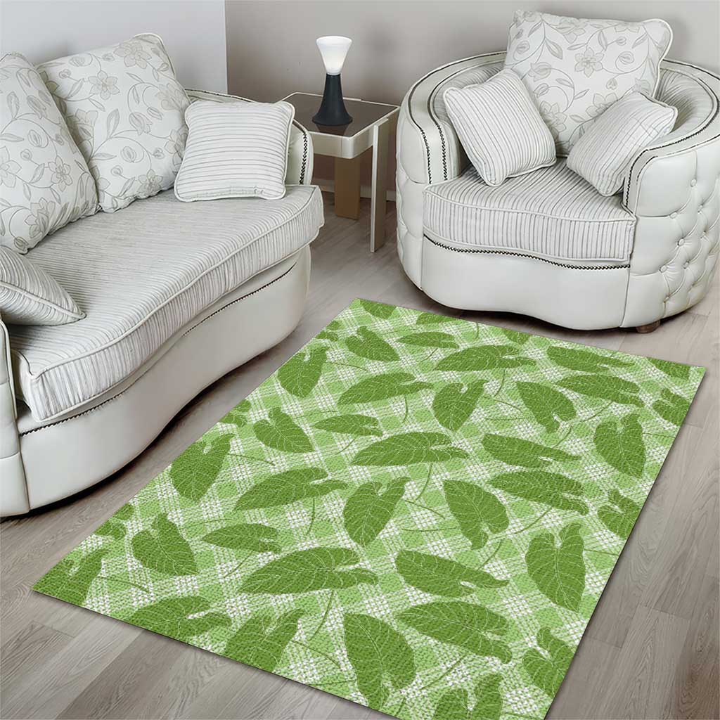 Green Hawaii Kalo Palaka Motifs Area Rug Hawaiian Taro Leaves Elegant Vibes LT14 - Polynesian Pride
