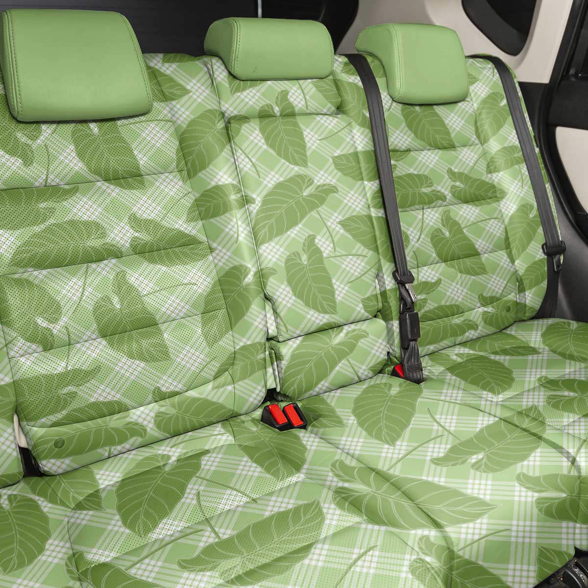 Green Hawaii Kalo Palaka Motifs Back Car Seat Cover Hawaiian Taro Leaves Elegant Vibes LT14 - Polynesian Pride