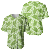 Green Hawaii Kalo Palaka Motifs Baseball Jersey Hawaiian Taro Leaves Elegant Vibes LT14 - Polynesian Pride