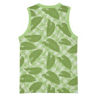 Green Hawaii Kalo Palaka Motifs Basketball Jersey Hawaiian Taro Leaves Elegant Vibes LT14 - Polynesian Pride