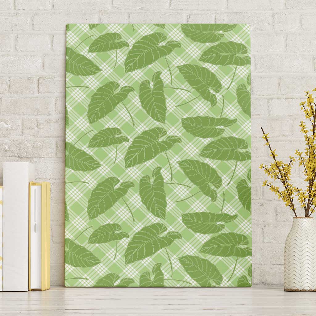 Green Hawaii Kalo Palaka Motifs Canvas Wall Art Hawaiian Taro Leaves Elegant Vibes LT14 Without Frame Green - Polynesian Pride