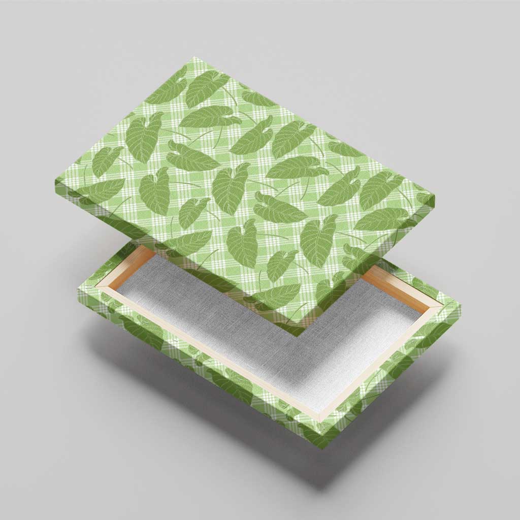 Green Hawaii Kalo Palaka Motifs Canvas Wall Art Hawaiian Taro Leaves Elegant Vibes LT14 - Polynesian Pride