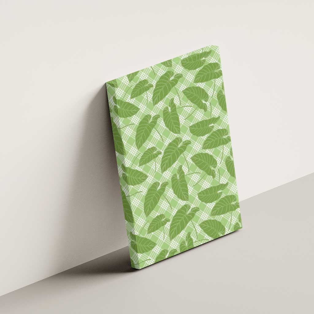 Green Hawaii Kalo Palaka Motifs Canvas Wall Art Hawaiian Taro Leaves Elegant Vibes LT14 - Polynesian Pride