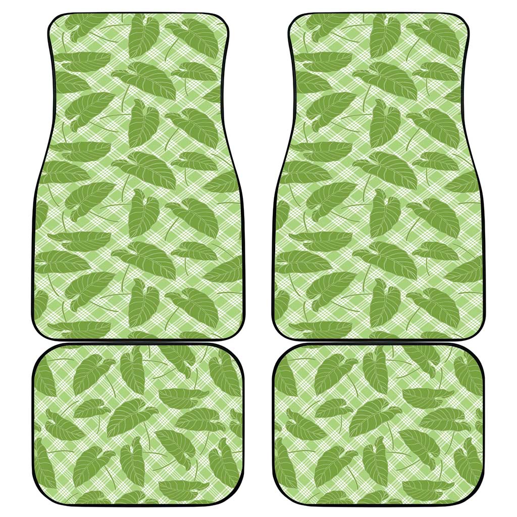 Green Hawaii Kalo Palaka Motifs Car Mats Hawaiian Taro Leaves Elegant Vibes LT14 - Polynesian Pride