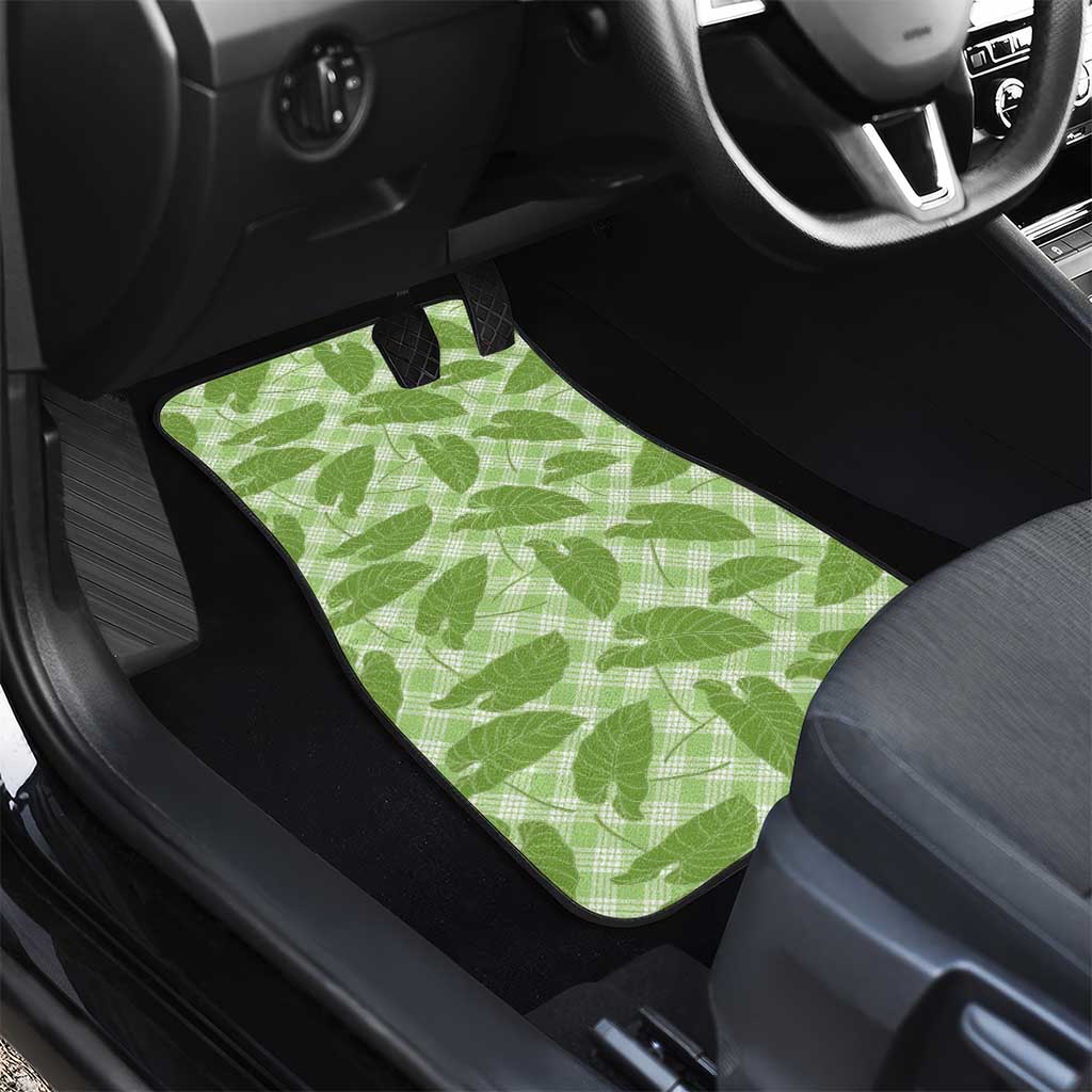 Green Hawaii Kalo Palaka Motifs Car Mats Hawaiian Taro Leaves Elegant Vibes LT14 - Polynesian Pride