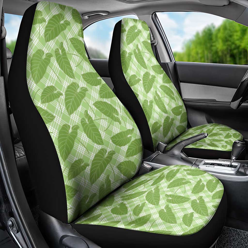 Green Hawaii Kalo Palaka Motifs Car Seat Cover Hawaiian Taro Leaves Elegant Vibes LT14 - Polynesian Pride