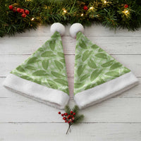 Green Hawaii Kalo Palaka Motifs Christmas Santa Hat Hawaiian Taro Leaves Elegant Vibes LT14 - Polynesian Pride