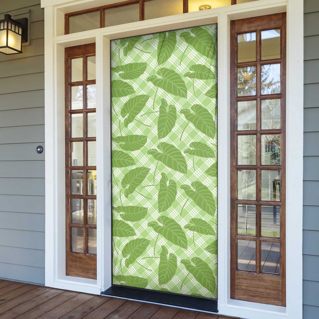Green Hawaii Kalo Palaka Motifs Door Cover Hawaiian Taro Leaves Elegant Vibes LT14 - Polynesian Pride
