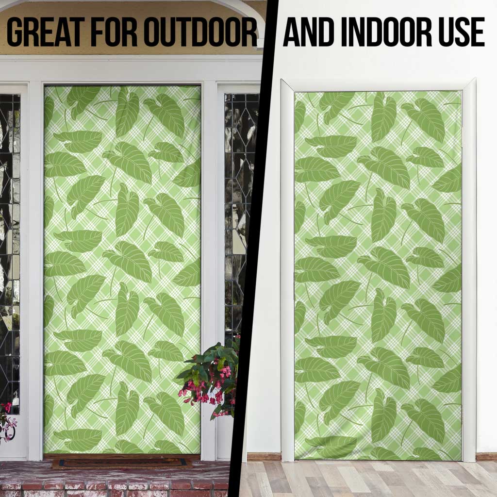 Green Hawaii Kalo Palaka Motifs Door Cover Hawaiian Taro Leaves Elegant Vibes LT14 - Polynesian Pride