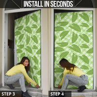 Green Hawaii Kalo Palaka Motifs Door Cover Hawaiian Taro Leaves Elegant Vibes LT14 - Polynesian Pride
