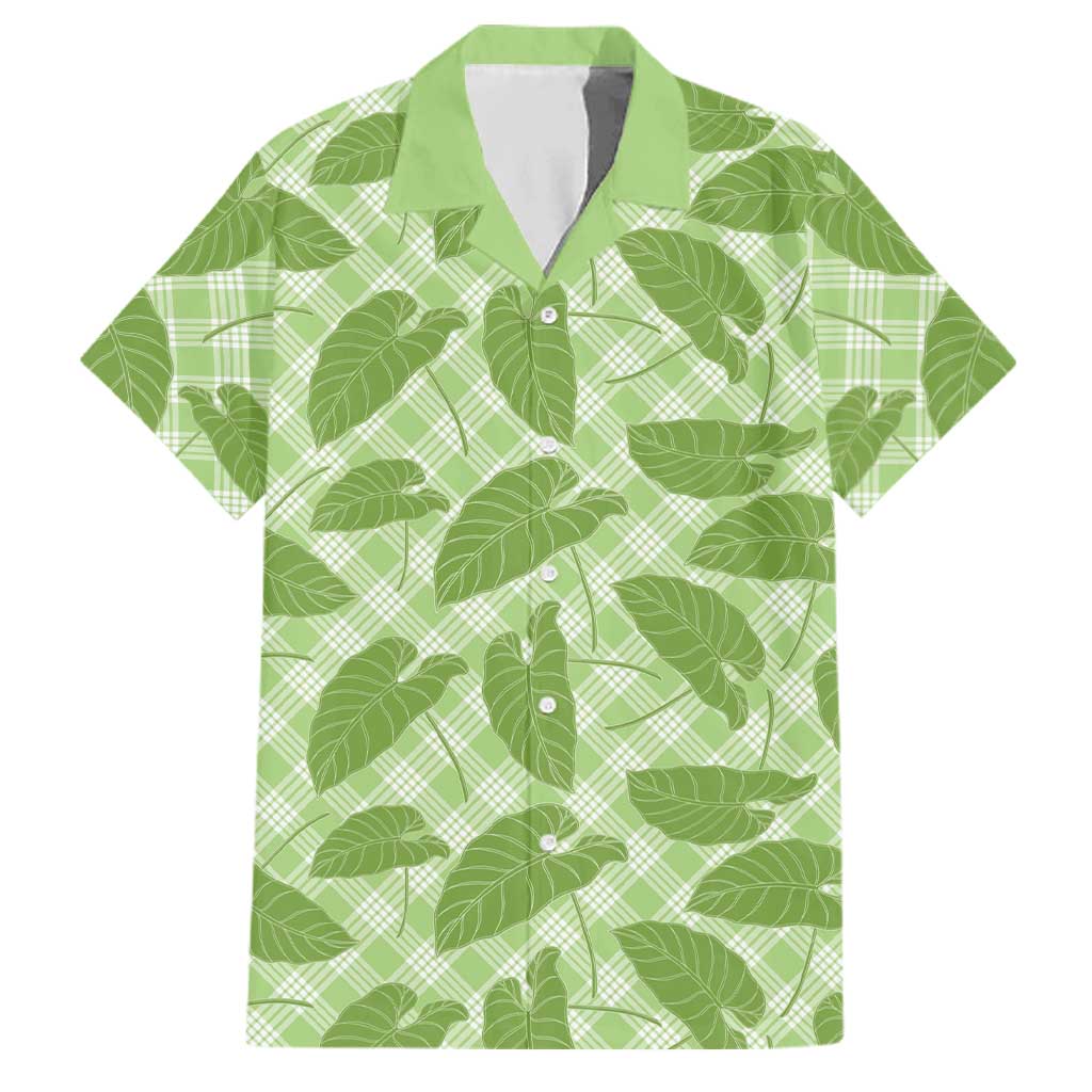 Green Hawaii Kalo Palaka Motifs Family Matching Tank Maxi Dress and Hawaiian Shirt Hawaiian Taro Leaves Elegant Vibes LT14 Dad's Shirt - Short Sleeve Green - Polynesian Pride