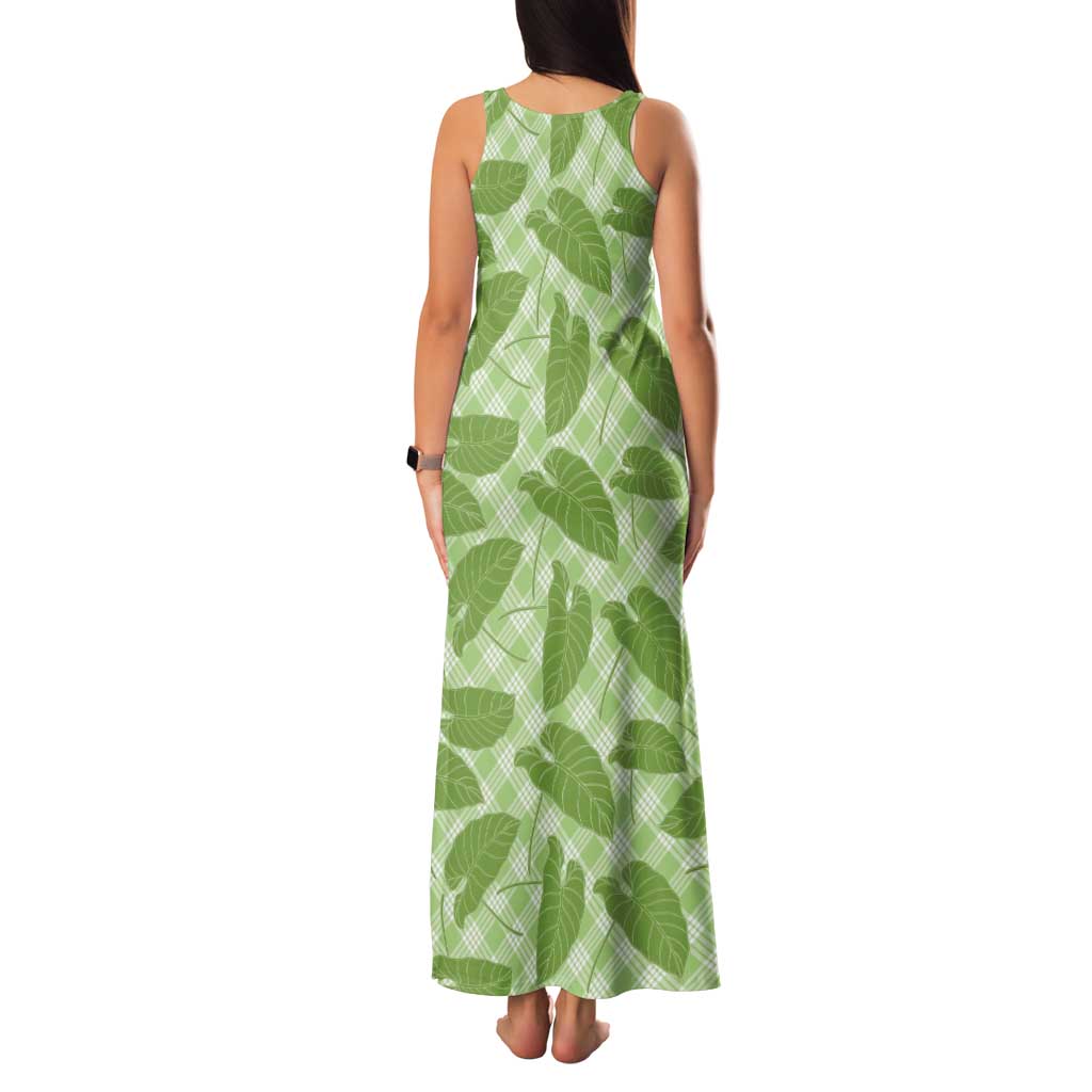 Green Hawaii Kalo Palaka Motifs Family Matching Tank Maxi Dress and Hawaiian Shirt Hawaiian Taro Leaves Elegant Vibes LT14 - Polynesian Pride
