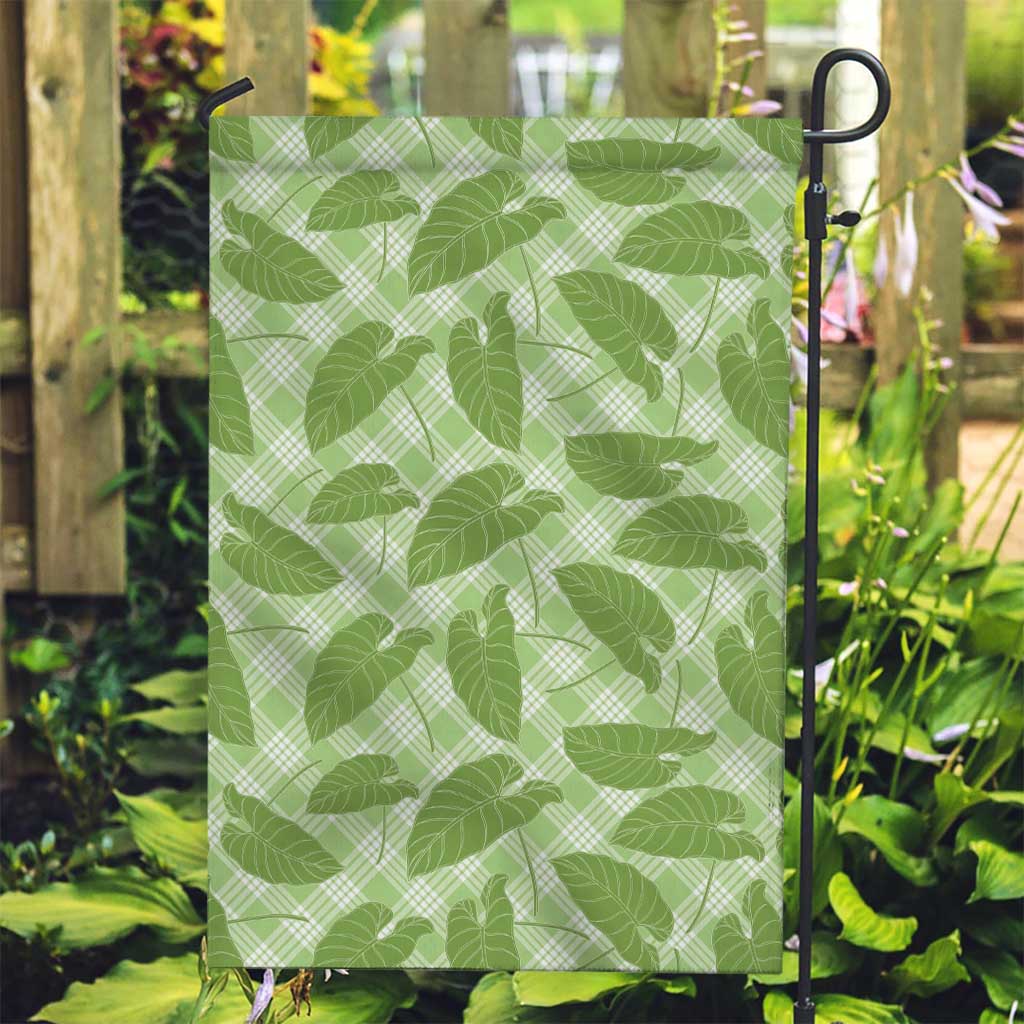 Green Hawaii Kalo Palaka Motifs Garden Flag Hawaiian Taro Leaves Elegant Vibes LT14 Garden Flag Green - Polynesian Pride