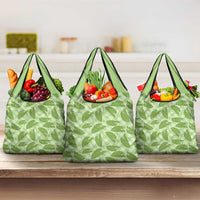 Green Hawaii Kalo Palaka Motifs Grocery Bag Hawaiian Taro Leaves Elegant Vibes LT14 3-pack One Size Green - Polynesian Pride