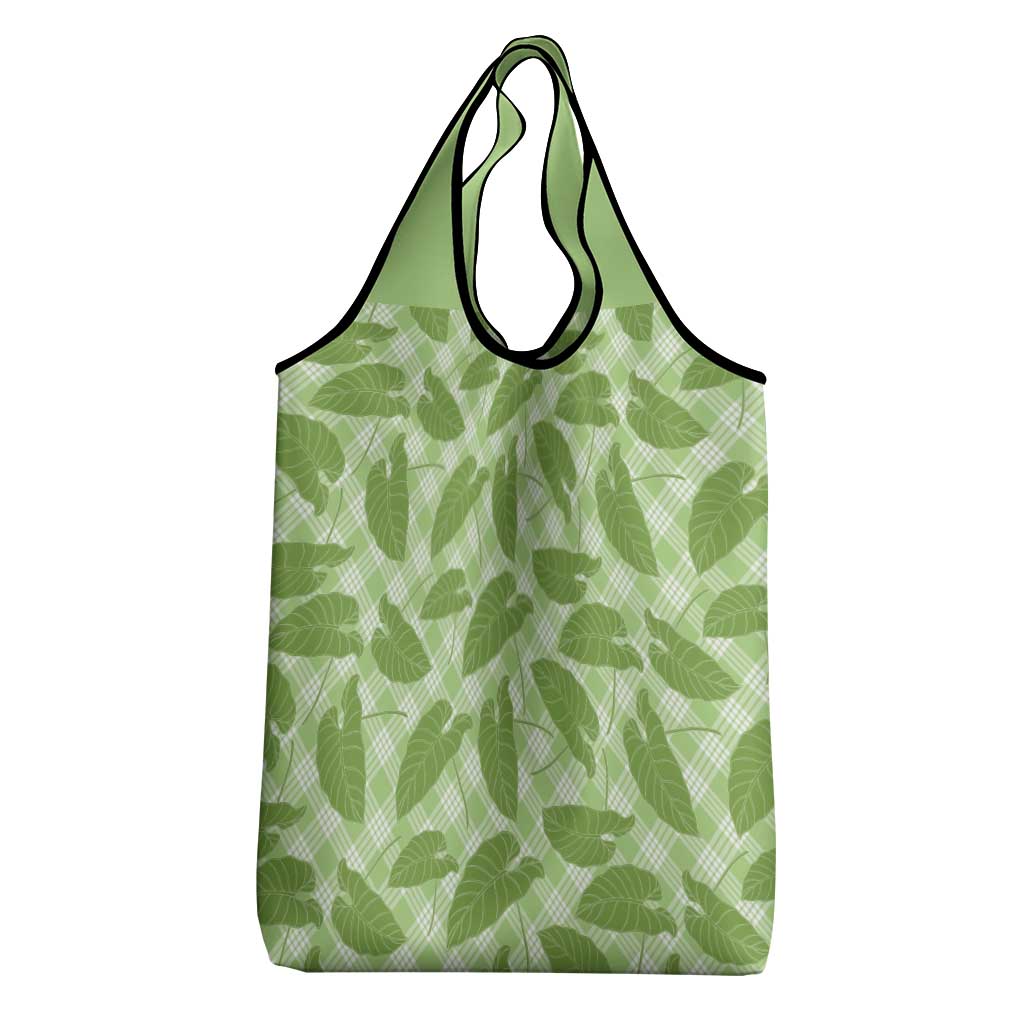 Green Hawaii Kalo Palaka Motifs Grocery Bag Hawaiian Taro Leaves Elegant Vibes LT14 - Polynesian Pride