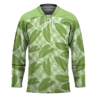 Green Hawaii Kalo Palaka Motifs Hockey Jersey Hawaiian Taro Leaves Elegant Vibes LT14 Unisex Green - Polynesian Pride