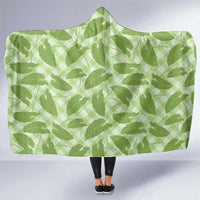 Green Hawaii Kalo Palaka Motifs Hooded Blanket Hawaiian Taro Leaves Elegant Vibes LT14 One Size Green - Polynesian Pride