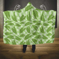Green Hawaii Kalo Palaka Motifs Hooded Blanket Hawaiian Taro Leaves Elegant Vibes LT14 - Polynesian Pride