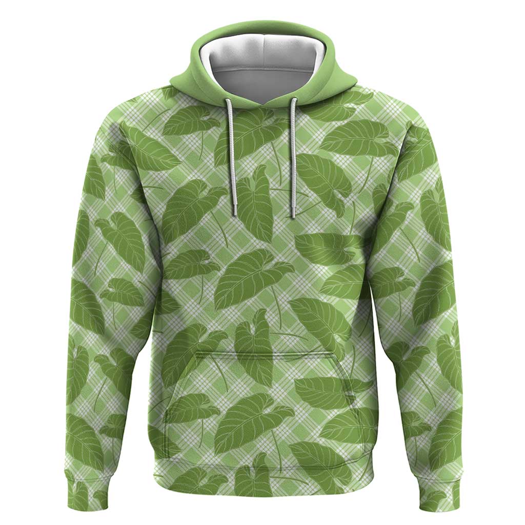 Green Hawaii Kalo Palaka Motifs Hoodie Hawaiian Taro Leaves Elegant Vibes LT14 Pullover Hoodie Green - Polynesian Pride