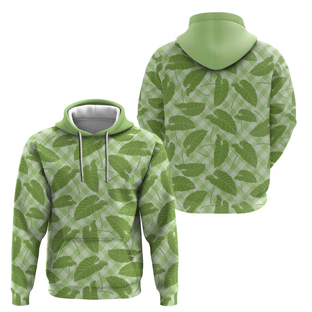 Green Hawaii Kalo Palaka Motifs Hoodie Hawaiian Taro Leaves Elegant Vibes LT14 - Polynesian Pride
